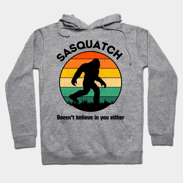 sasquatch retro style doesn't belive in you either Hoodie by Syntax Wear